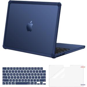 MOSISO Compatible with MacBook Air 13 inch Case 2026 2025 2024 2023 2022 M4 A3240 M3 A3113 M2 A2681, Anti-Cracking Heavy Duty TPU Bumper Protective Hard Case&Keyboard Cover&Screen Film, Midnight Blue