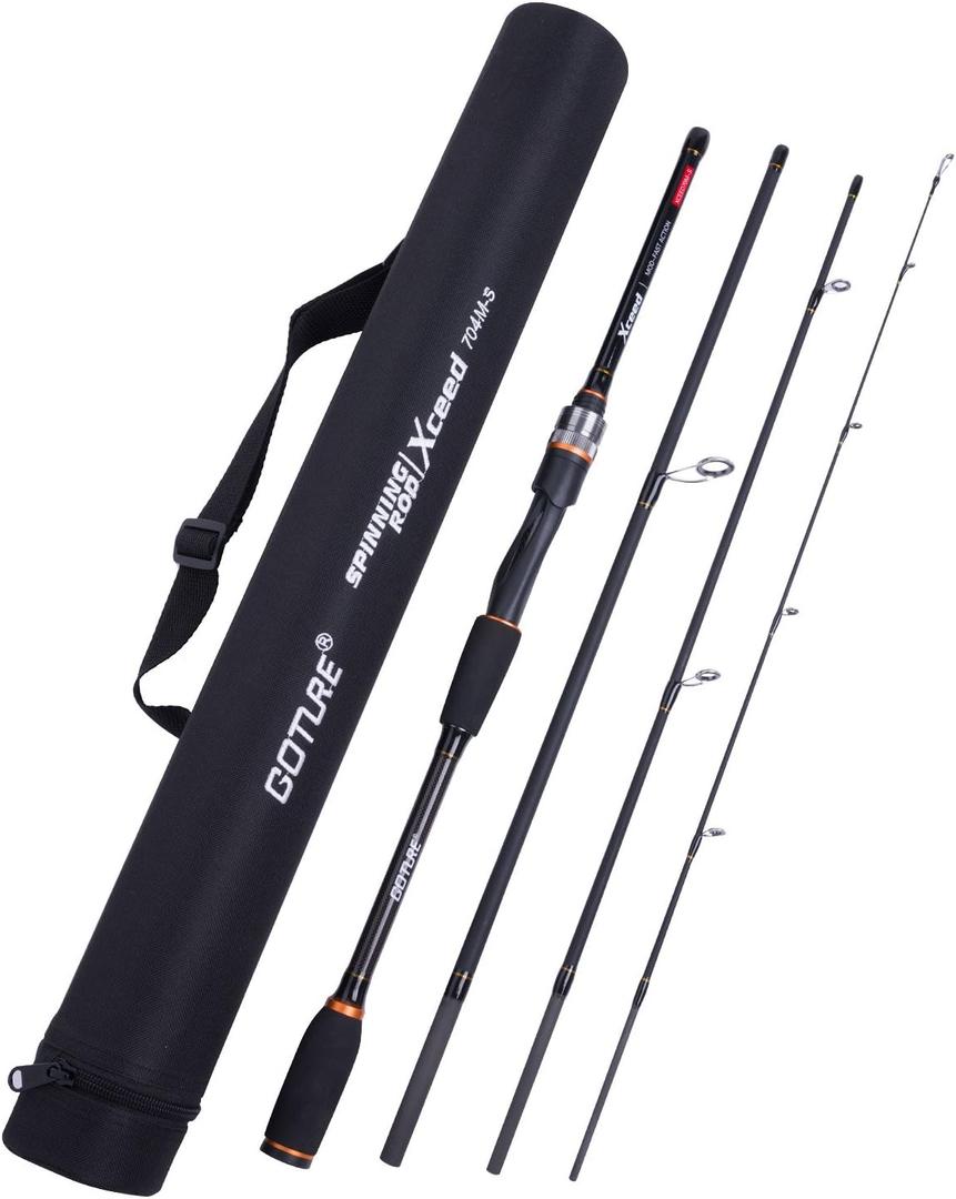 Goture Travel Fishing Rods, 4 Piece Fishing Pole with Case/Bag, Casting/Spinning Rod,Ultralight Fishing Baitcasting Rod 7ft for Saltwater Trout, Bass, Walleye, Pike