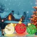 3Pcs 3FT Lighted Christmas Ornament Set Expandable Outdoor, Indoor Holiday Decor with 290 LED Lights, Easy Assembly & Weatherproof, Red & Green & Gold Light-Up Ball for Yard, Garden, Storefront.