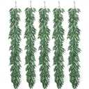 mizii 5 Packs 390" Artificial Vines Willows Garland Fake Vine Italian Ruscus Silk Green Leaves Faux Plants Greenery Decoration for Bedroom Room Wall Party Table Centerpieces Wedding Arch Decor