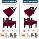 Waterproof Seat Covers for Dining Room Chairs, Rear Gapped | Stretch Waterproof Dining Chair Seat Covers, Washable Dining Chair Slipcovers, 6PCS, Wine Red