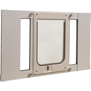 Ideal Pet Products Aluminum Sash Window Pet Door, Adjustable to Fit Window Widths from 23" to 28", Chubby Kat 7-1/2 x 10-1/2 Flap Size