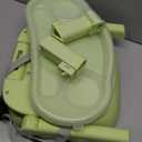 Booster Seat for Kitchen Chair, 3-in-1 Foldable Baby Booster Seat with Removable Dual Tray & 3-Point Harness, Portable Toddler Booster Chair for Dinning Table, Travel, Outdoor Camping, Green