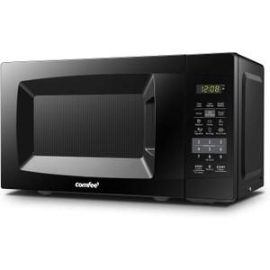 COMFEE' EM720CPL-PMB Countertop Microwave Oven with Sound On/Off, ECO Mode and Easy One-Touch Buttons, 0.7cu.ft, 700W, Black