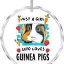 Guinea Pig Ornament, Just a Girl Who Loves Guinea Pigs Crystal Ornaments Gifts for Lovers Women, Guinea Pig Decorative Hanging Ornament for Christmas Tree
