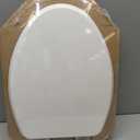 Mayfair Bennett Toilet Seat with Brushed Nickel Hinges, Slow Close Wood Seat, Secure Metal Hinges, Easy Install, Elongated, White