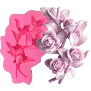 3D Flowers Silicone Fondant Molds Rose Cake Chocolate Moulds Dried Flower Jewelry Decorative Mould Resin Epoxy Clay Molds Pastry Baking Tools, Rose Bouquet