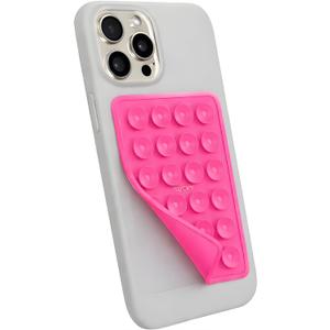 6 x Suction Phone Case Mount, Phone Sticky Grip for iPhone and Android, Adhesive Phone Accessory, Hands-Free Mirror Shower Phone Holder for Videos and Selfies (Hot Pink) (Single Sided)