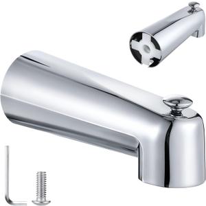 Enhon 7 Inch Slip on Tub Spout with Diverter, Compatible with Moen 3839/Moen 3853, Bathtub Diverter Spout Fits 1/2" Copper Water Tube(5/8" Diameter), 5/32" Hex Wrench (Polished Chrome, Classic)
