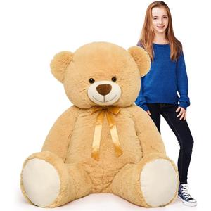 Tezituor 52in Giant Teddy Bear Stuffed Animal, Light-Brown Big Teddy Bear Plush for Girlfriend, Kids, Life Size Large Teddy Bear Gift for Valentine’s Day, Christmas, Birthday