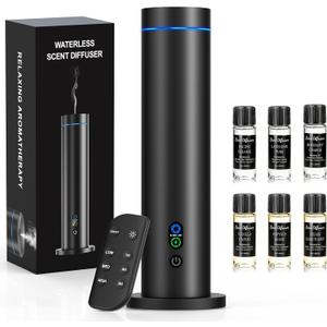 Maromalife Waterless Diffuser, Essential Oil Diffuser, 1000 Sq.Ft Coverage Scent Diffuser Plug-in Only, Adjustable Mist, Remote, Mood Lights for Home & Office, Large Room, Hotel, Black