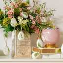 WDS WONDROUS 12-Piece Easter Hanging Ornaments Set, Plastic Bunny & Letter Eggs with Green Vintage Pattern, Spring Home Decor for Wall Door Tree Table, Easter Party Supplies Gift (Green and White)