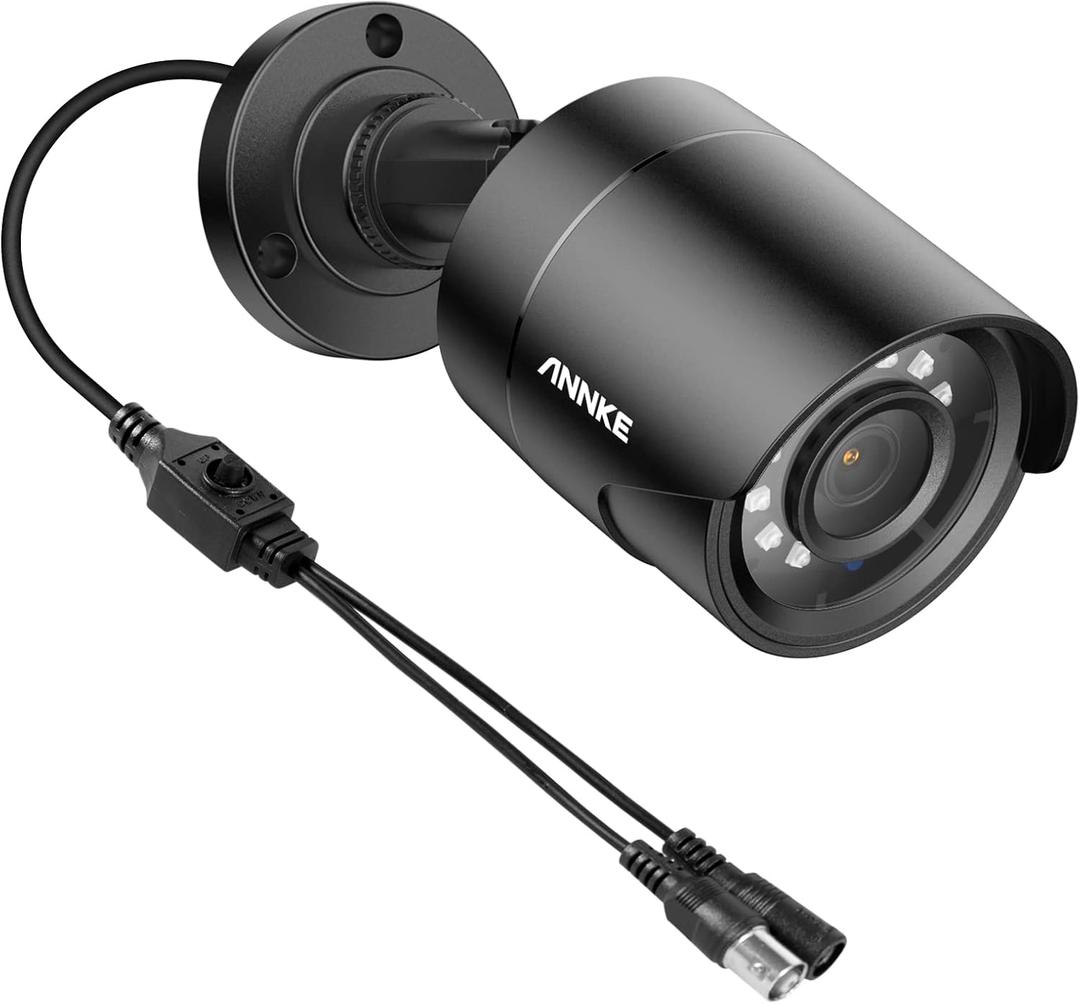 ANNKE 1080p Security Camera 4-in-1 CCTV Bullet Wired Cam, AHD/TVI/CVI/CVBS, Analog Surveillance Video Add-On Black Camera for Outdoor Use, 100ft Clear Night Vision (Power Adapter Not Included) - E200