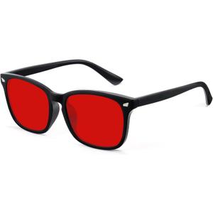 Red Lens Glasses Blue Light Glasses Men Women - 99.9% Blue Green Blocking for Computer, Gaming, TV, Phone Screens