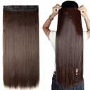 S-noilite Trendy Medium Brown 30" Straight Curly 3/4 Full Head One Piece 5clips Clip in Hair Extensions Long Poplar Style for Xmas Gifts