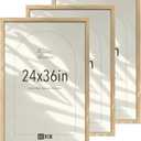VCK 24x36 Poster Frame Set of 3 - Natural Solid Wood, Exclusive Wood Grain Picture Frame, Wall Hanging