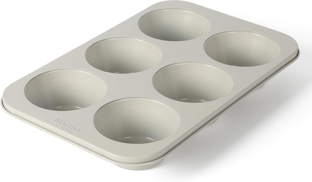 2 x Martha Stewart Gallen 6-Cup Nonstick Carbon Steel Muffin and Cupcake Pan  Cool Grey, Durable Bakeware for Even Baking and Easy Release