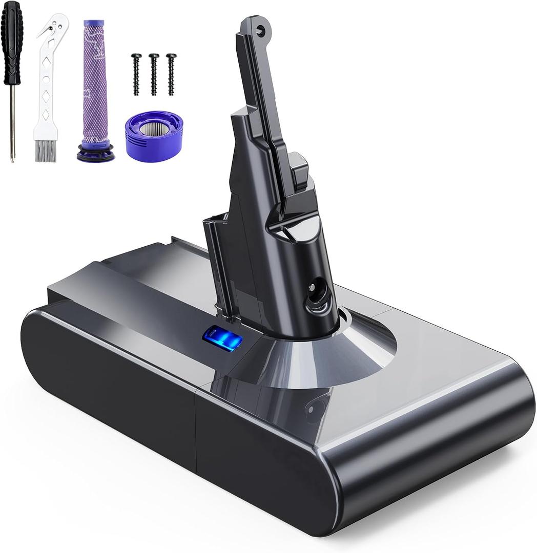 8000mAh Replacement Battery for Dyson V8 Battery Compatible with Dyson V8 Vacuum Cleaner Series (2*Filter)