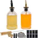 ChezMax Coffee Syrup Dispenser Bottles, 7 oz Glass Containers with Metal Pour Spout, Coffee Bar Accessories, 2 Pack