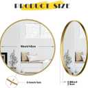 sawsile 18 Inch Round Mirror,Gold Circle Bathroom Large Metal Framed Modern Circular Wall Mirror for Bedroom, Living Room, Entryway,Restroom, Vanity,Hallyway