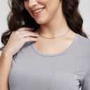 ODODOS Women's Short Sleeve T-Shirts with Pocket - Ultra Soft Relaxed Tee Casual Lounge Yoga Tops, Light Gray, Small