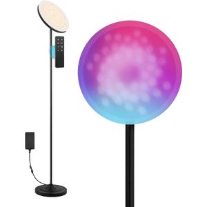 hanaking 30W/2600LM Bright Floor Lamp with Remote Control, RGB Color Changing Torchiere Floor Lamp, Stepless Adjust Color Temperatures and Brightness for Bedroom and Play Room