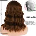 Brown Mix Blonde Bob Wig For Women Heat Resistant Synthetic Shoulder Length Loose Wavy Wig With Bangs Curly Bob Wigs Medium Length 14inch (Brown Mix Blonde Color)