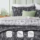 Bedsure California King Comforter Set - Charcoal Bed Set, 3 Pieces Cute Floral Bedding, 1 Soft Reversible Botanical Flowers Comforter and 2 Pillow Shams