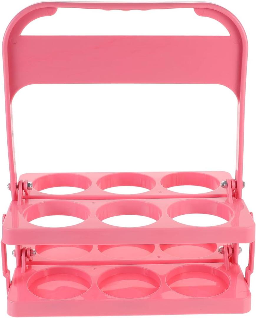 Kichvoe Foldable Drink Carrier with Handle for 6 Water Bottles 2 Liter Capacity Portable Bottle Cradle Cup Holder for Football Coaches Outdoor Sports and Picnics (Pink)