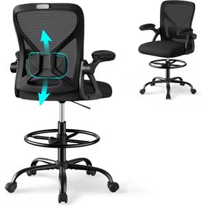 SONGMICS Drafting Chair, Ergonomic Tall Office Chair for Standing Desk, 25.2 x 25.2 x 41.3-49.2 inches