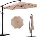 9Ft Market Umbrella Patio Umbrella Outdoor Table Umbrella with Ventilation, Heather Beige