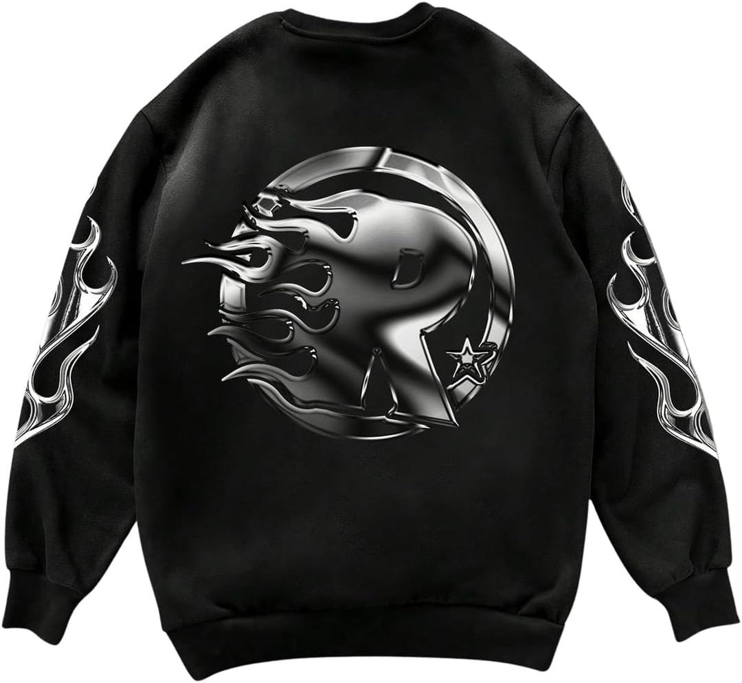 SOLY HUX Men's Graphic Sweatshirt Crewneck Long Sleeve Casual Pullover Tops Streetwear (Medium)