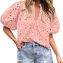 BETTE BOUTIK Spring Dresses Spring Tunic Short Sleeve Tops Casual Shirts Fashion Blouses Womens Tops Women's Fashion Light Pink Large (Pink, L)