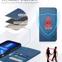 SHIELDON Case for iPhone 13 Mini, Genuine Leather Wallet Magnetic RFID Blocking Card Slots Kickstand Folding Shockproof Case Compatible with iPhone 13 Mini 5G (5.4") - Royal Blue