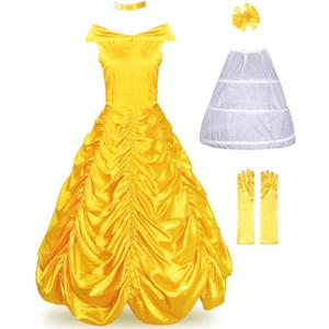 JerrisApparel Women's Princess Costume Halloween Party Dress (14, Yellow)