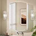 Keonjinn White Medicine Cabinet with Mirror 20” x 30”, Metal Framed Wall Cabinet with Beveled Mirror, Surface Mount or Recessed Medicine Cabinet for Bathroom, Bathroom Mirror with Storage