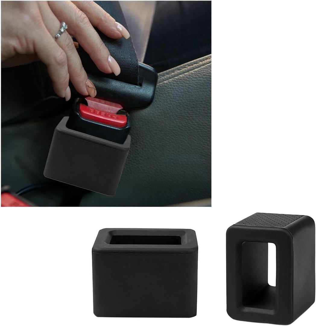 Augeny 2PCS Seat Belt Buckle Holder, Silicone Auto Rear Seatbelt Buckle Booster to Makes Receptacle Stand Upright for Easy Access, Universal Vehicle Seatbelt Buckle for Kids Black