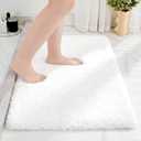 White Bathroom Rug 20x32 - Non-Slip Plush Thick Bath Mat, Highly Absorbent & Ultra Soft Fluffy Floor Mat, Machine Washable for Shower and Tub