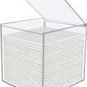 Disposable Face Towel Storage Box,Clear Acrylic Towelette Holder Container Compatible with 50 Facia Towels XL Clean Skin Club for Bathroom Organization