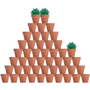 vensovo 48 Pcs 2" Tiny Terracotta & Terra Cotta Pots with Drainage - Small Mini Clay Ceramic Pottery Planter Ideal for Indoor/Outdoor Plants, Crafts, Wedding Favors (Brown)
