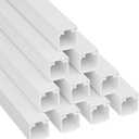 D-Line 32.8ft Cable Raceway, Self Adhesive Cord Cover, Hide Surface Wires, Paintable - 10x 0.63in (W) x 0.63in (H) x 39in Lengths - White