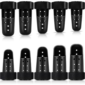 BBTO 10 Pcs Mallet Finger Splint, 5 Sizes Finger Support Brace Stabilizer Straightener Plastic Fingertip Protectors Arthritis Knuckle Immobilization for Thumb Pinky Middle Index Ring(Black)