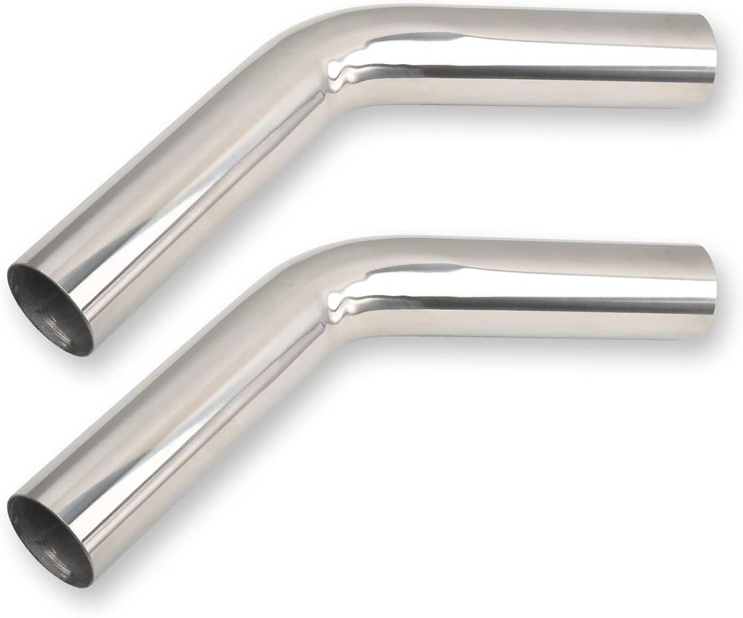 2.25 Inch 45 Degree DIY Custom Mandrel Exhaust Pipe Tube Pipe, T304 Stainless Steel, Universal Fit, 15.74 Inch End to End Length, 2.25'' OD Mandrel Bend Pipe 2PCS