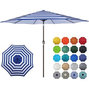 Blissun 10FT Outdoor Patio Umbrella, Outdoor Table Umbrella, Yard Umbrella, Market Umbrella with 8 Sturdy Ribs, Push Button Tilt and Crank