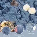 Asee'm 3pcs Cheesecloth Table Runner Spring Easter120 Inches Dusty Blue Boho Gauze Cheese Cloth Runner 10FT Rustic Sheer Table Runners for Centerpiece Wedding Baby Shower Decoration, 3 PACK