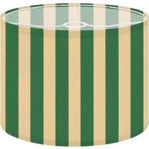 Linen Drum Lamp Shades 1 Pack, 13''Wx10"H, Green Yellow Striped Textured Surface Replacement Lampshades for Floor Lamps Table Lamps Modern Farmhouse Lampshade Easy Assembly