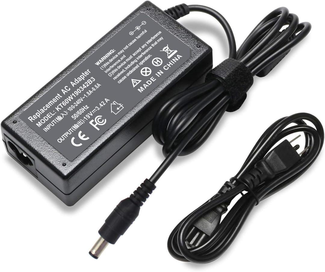 65W AC Adapter Charger Compatible with Toshiba Satellite C55 C55D C655 C855 C855D L745 L655 L755 L55 P755 C675 L775D P845T P855 Z830 S55 Z30 A665 C55-A C55T C75D Z930 E45T Power Supply Cord