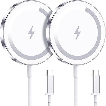for Apple Mag-Safe Charger 2 Pack, Magnetic Wireless Charger for iPhone 17/17 Pro/17 Pro Max/Air/16 15 14 13 12 Pro Max Plus mini, Charging Pad for Airpods Pro 3 2,Strong Magnet, Silver