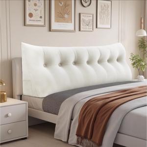 Novelledo Headboard Pillow, Bed Wedge Pillow for Headboard, Headboards Wedge Pillow Queen, Bed Bolster Cushion Headboards with Removable Cover, Suitable for Sitting and Sleeping (White, Size:76x8x20)