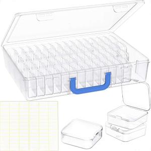 Bead Organizer Box with Handle, 122Pcs Small Bead Storage Boxes with Hinged Lid and Portable Craft Case, Mini Clear Plastic Container for Jewelry Making Diamond Bracelet Screws Seeds Nails Small Parts